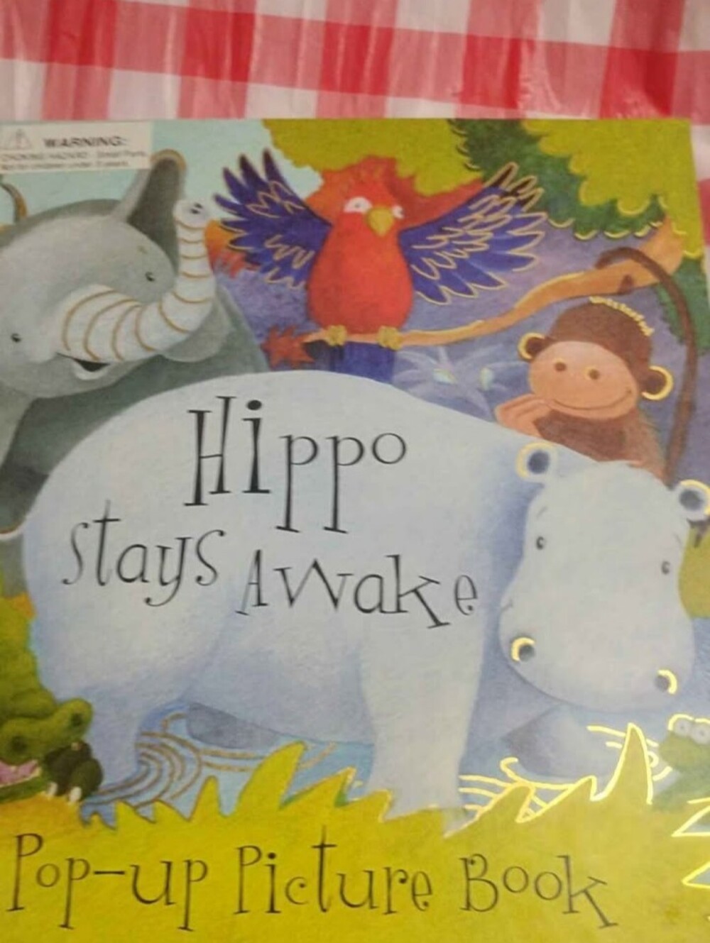 Hippo Stays Awake Pop-Up Picture Book - Colorful Animal Cover